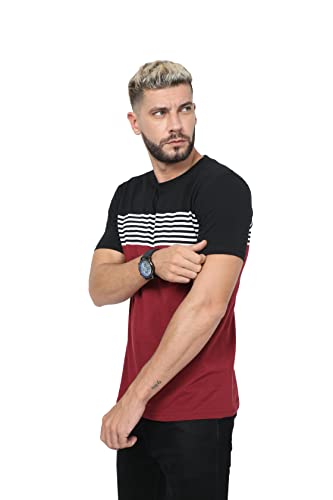 Image of fanideaz Mens Cotton Half Sleeve Striped Round Neck T Shirt