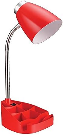 Limelights LD1002-RED Gooseneck Organizer Desk Lamp with iPad Tablet Stand Book Holder, Red