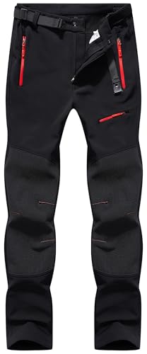 BenBoy Herren Wanderhose Wasserdicht Softshellhose Outdoorhose Winddicht Warm Gefüttert Skihose Snowboardhose Winter Trekkinghose,KZ41037M-Black-L