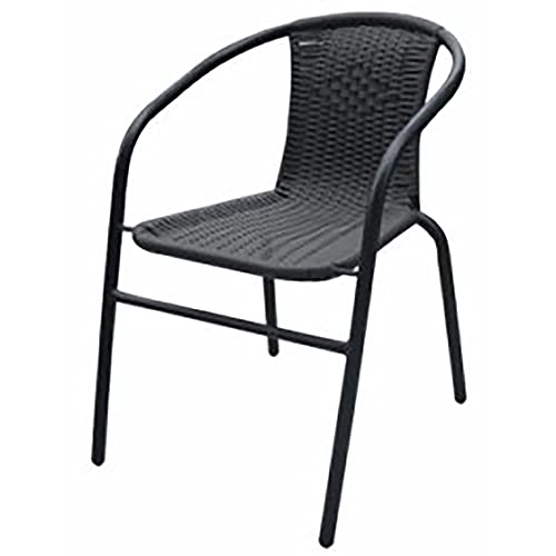 NATUUR Silla para Jardín, Terraza, Bar. Fabricada en Hierro y Ratán Gris Oscuro/Medidas : 53 x 58 x 75cm Cover
