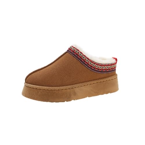 Women's Fuzzy Cozy Platform Slippers Suede Memory Foam Bedroom Thick Sole Slippers Comfortable Slip-On Warm Winter Indoor Outdoor Shoes