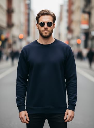 Image of Mack Jonney Men Regular Fit Fleece ||Black||Round Neck Solid||Sweatshirt-JM3911