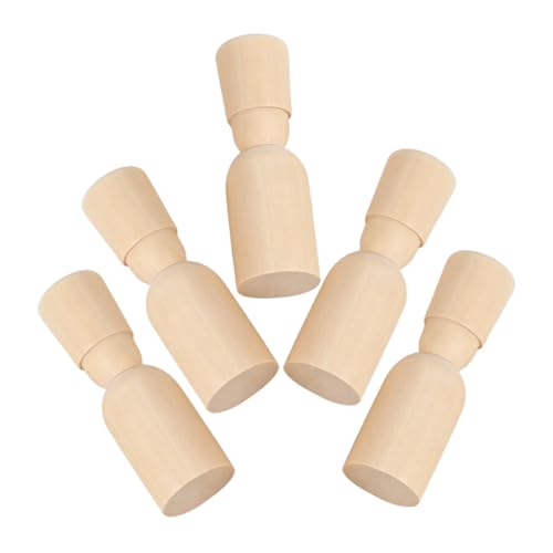 Holibanna 5stücke Unvollendete Holz-stiftpuppenkörper Leere Holzpuppen Für Diy-malerei Scherenspielzeug Handwerk Party-dekoration Kinderaktivität