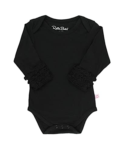 Image of RuffleButts Baby/Toddler Girls Knit Long Sleeve Ruffle Bodysuit with Snaps