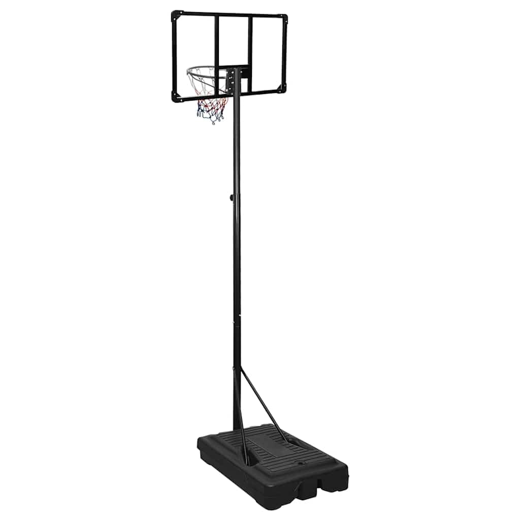 Supporto da basket regolabile in policarbonato, 235-305 cm, con cestino in acciaio e rete di nylon, portatile con ruote, per interni ed esterni