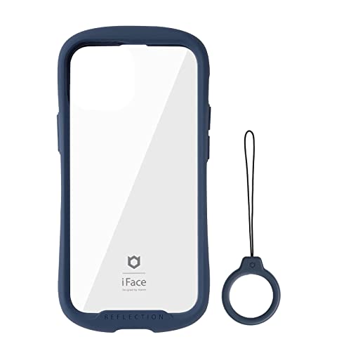 iFace Reflection iPhone 13 mini �p �P�[�X �����K���X �N���A �P�[�X �X�g���b�v �Z�b�g(�l�C�r�[)�y���� �ϏՌ� �č�MIL�K�i�擾 �X�g���b�v�z�[�� �V���R�� �����O�X�g���b�v�z