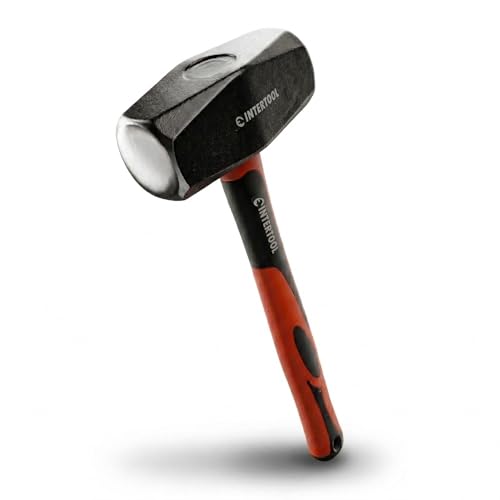 INTERTOOL 4 lbs Small Sledge Hammer | Drilling/Crack Mini Sledgehammer with Heavy-Duty Steel & Shock Absorbing Non-Slip Fiberglass Handle | HT08-0247