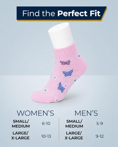 Image of Pembrook Ankle Diabetic Socks for Women & Men | 6 Pairs | Wide Non Binding Socks Quarter Length | Edema Neuropathy Socks