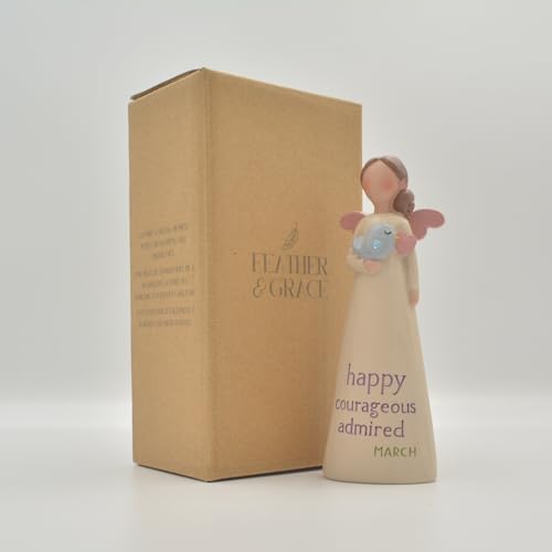 Feather & Grace Birth Angel Hand Painted Decorative Figurine Resin with March, Multicolor, 13cm x 5cm - Image 3