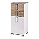 Schildmeyer Seitenschrank Luca 135869, weiß glanz/Eiche Landhaus Dekor, 40,3/32,0/94,8 cm