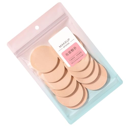 12-Piece Round Makeup Sponge Set – Skin Tone Soft Foam Powder Puffs for Flawless Foundation, Blending, and Cleansing, Easy to Use
