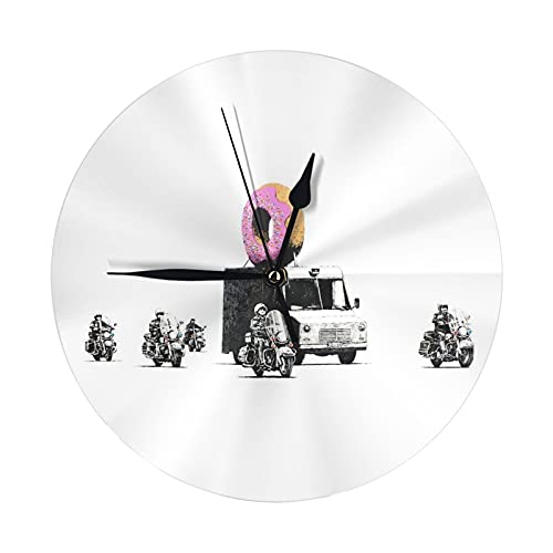 バンクシー Banksy イチゴドーナツ 時計 目覚まし時計 おしゃれ 壁掛け時計 部屋 北欧 インテリア 玄関 ギフト プレゼント 部屋飾り 静音 掛時計 連続秒針