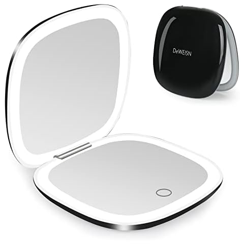 deweisn Compact Mirror with Lighted 1X/10X Magnifying Double Sided Cover