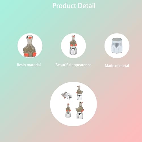 4-Pack Handmade Grey Goose Valve Stem Caps for Schrader Valves, Cute & Stylish Car and Bike Accessory, Unique Auto Decor, Fun Wheel Accent, Ideal Gift for Car Enthusiasts