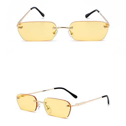 Lunettes de soleil rectangulaires sans monture UV400 pour hommes et femmes, taille unique