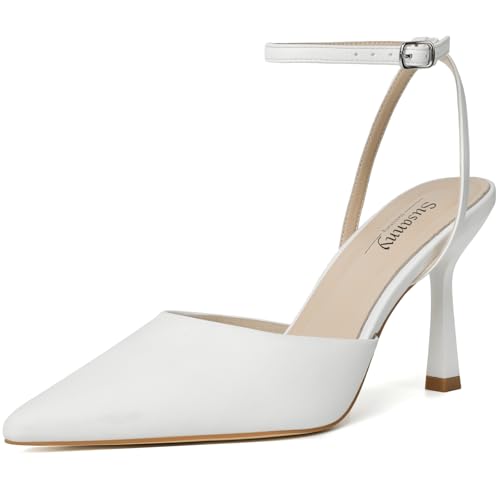 Image of Susanny Heels for Women Stiletto Closed Pointed Toe Backless Dress Shoes High Heels Sexy Kitten Pumps Wedding Guest Party Dance Prom Dressy Comfort Shoes