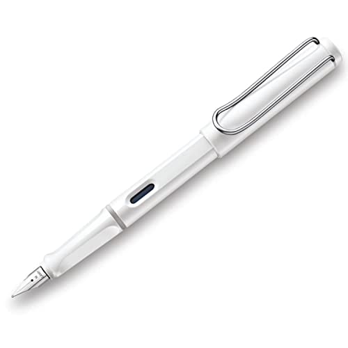 LAMY safari white - Caneta tinteiro com grip ergonômico e pena de aço polido M - ideal para escrita e caligrafia - incluindo cartucho azul LAMY T 10