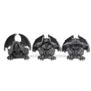 Pacific Giftware4.25 Inch Gargoyle See Hear No Evil Shelf Sitters Statue Figurine
