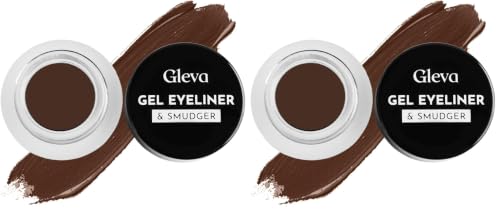 Image of Gleva Compact Black Gel Eyeliner, Waterproof Long Lasting Cream Eyeliner, High-Intensity Pigments Smudge-Proof Eye Liner Makeup Quick Dry Eyeliner Vegan & Cruelty-free (Brown) (Pack of 2)