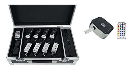 Rockville Mini RF1 V2 Charge Package 8 RGBWA+UV Wireless DMX Battery-Powered Lights, Charging Flight Case, RF Remotes, Perfect for DJs & Events