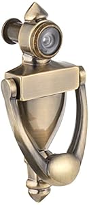 Prime-Line Products Defender Security Diecast Construction Antique Brass Finish with 160 Degree View Door Knocker and Viewer