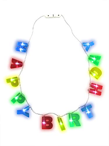 Collier Happy Birthday à lettres lumineuses LED clignotantes comme cadeau original