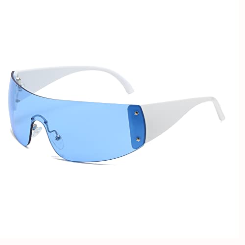 GIFIORE Y2K Sunglasses with Rhinestone,Trendy Rimless Wrap Around Sun Glasses Shades