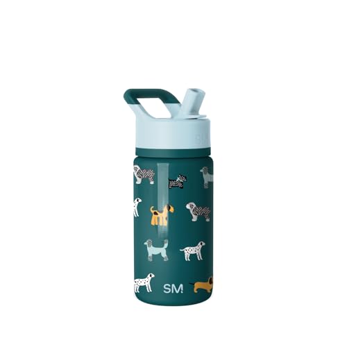Image of Simple Modern Kids Summit Water Bottle with Straw Lid | 14oz Stainless Steel Cup Insulated Tumbler for Toddlers, School | Dog Days