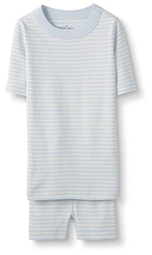 Moon and Back by Hanna Andersson Toddler Kids 2 Piece Short Pajama Set, Light Blue, 2T