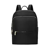 Mochila Feminina de Nylon Impermeável, Compartimento para Notebook de 14 polegadas, Ideal para Comutar, ir à Escola e Uso Casual (Preto)