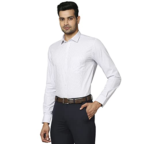 Image of Park Avenue Men's Pure Cotton Stripe Pattern Slim Fit Semi Cutaway Collar Full Sleeve Formal Shirt