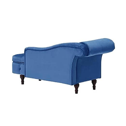 Image of Velvet Chaise Lounge Box Storage for Bedroom, Livingroom (Blue)