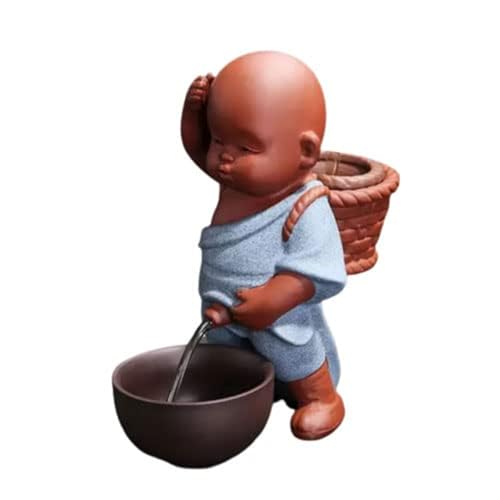 Generisch Manneken PIS Ensemble de Thé Petit Moine Tea Animaux de Compagnie Chinois Argile Violet Fait à la Main Ornement Maison et Bureau, Bleu, Petit