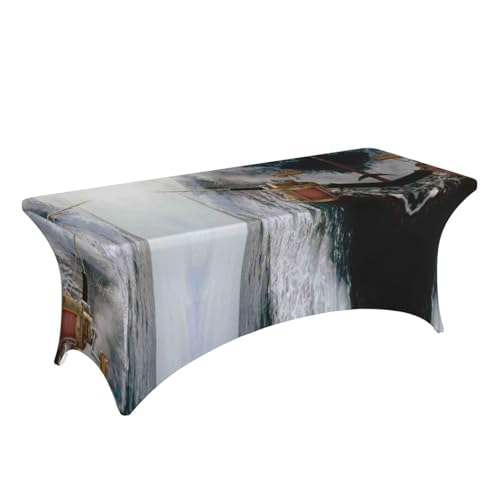 Nappe extensible imprimé pêche 1,8m en élasthanne pour table de banquet