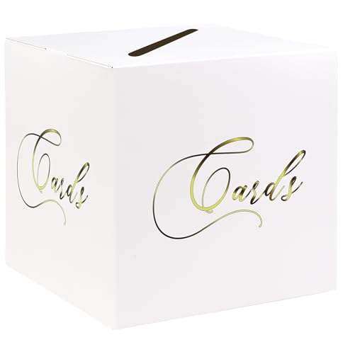 Image of White and Gold Card Box Gift Card Box Holder Envelope Box for Wedding Birthday Baby Shower Retirement Party Graduation Card Box
