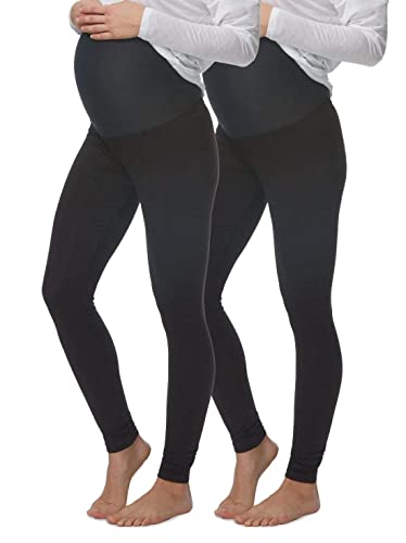 Felina Velvety Soft Maternity Leggings for Women - Yoga Pants for Women, Maternity Clothes - (2-Pack) (XX-Large, Black)