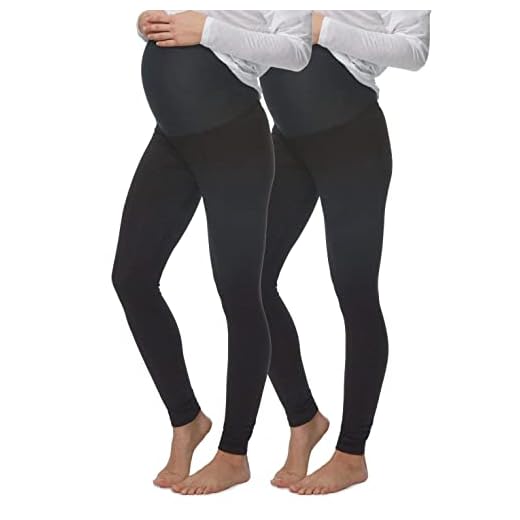 Felina Velvety Soft Maternity Leggings for Women - Yoga Pants for Women, Maternity Clothes - (2-Pack) (Medium, Black)