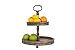 Distressed Brown Wood 2-Tier Tray with Metal Handle