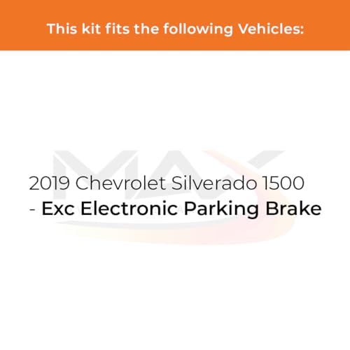 Image of Max Advanced Brakes Rear Brake Kit Compatible With 2019 Chevy Silverado 1500 Excl. Electronic Parking Brake Replacement Drilled Slotted Black Coated Disc Brake Rotors and Ceramic Brake Pads
