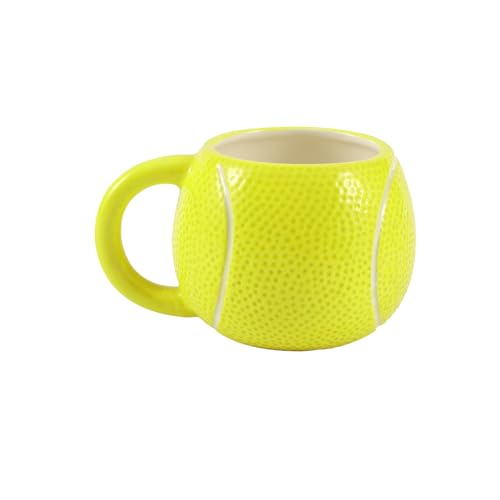I-TOTAL - Chunky Keramikbecher, Tee- oder Kaffeetasse 410 ml (TENNIS)