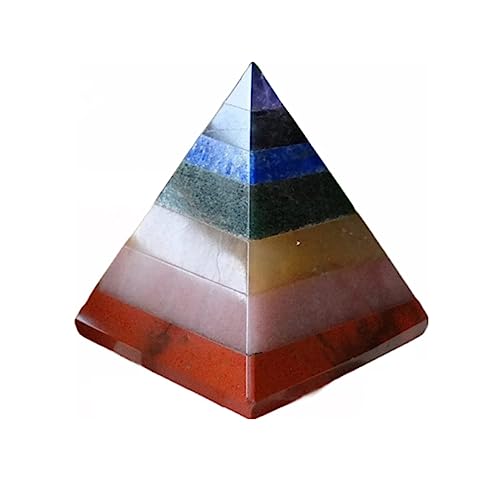 Image of Seven Chakra Natural Agate Stone Pyramid. for Reiki, Crystal Healing, Fangshui, Vastu Chakra, Meditation, Gifting and Home Decor.(7 Chakra, 1.5 inchin)
