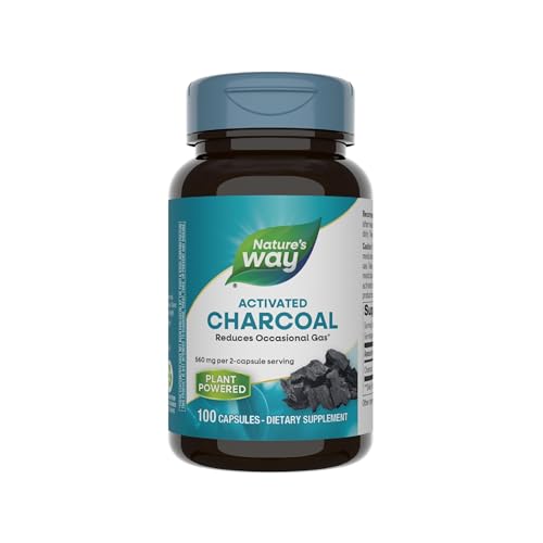 Natures Way Activated Charcoal Binds Unwanted Materials and Gas in the Digestive Tract 560 mg per 2-Capsule Serving 100 Capsules (Packaging May Vary) - 1 Pack