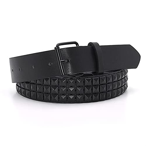 aolongwl Ceinture pour Hommes, Ceinture de rivette Hommes Ceinture pour Femme Punk Rock avec Pin Boucle Noir (Color : Black Belt, Size : 110)
