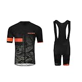UGLY FROG Herren Radtrikot Set, Atmungsaktiv Schnell Trocken Radfahren Kleidung mit Bib Shorts Mit 20D Sitzpolster MTB, Rennrad