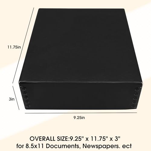 Image of Golden State Art, Drop Front Archival Storage Box, 9.25 inchx11.75 inchx3 inch-Black | Acid-Free 8.5x11 Museum Photo Storage Box with Metal Edge, Preserve Documents, Prints, Poster, Photographs, Arts And Crafts