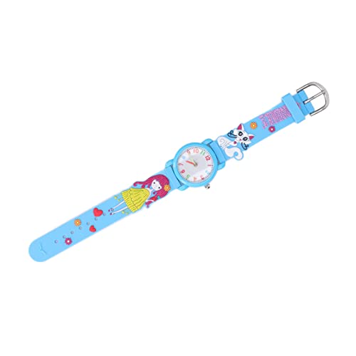 JTLB Cute Kids Watches 3D Cartoon, Girl Kitten Pattern Watch, Daily Waterproof, Educational Toy for Girls 3-8, Great Holidays (Blue)