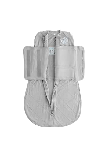 Image of Dreamland Baby Viscose Swaddle Blanket (0-6 Months). 1.0 TOG Ultra Soft Swaddle Blanket w/Built in Band. 97% Viscose, 3% Spandex (Grey). Mom-Owned US Business, Premium Materials