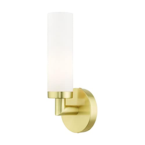 Image of Livex Lighting Aero 1 Light Wall Sconce Satin Brass Finish, 4.25 x 11