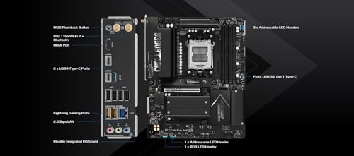 Image of ASRock X870 Challenger WiFi ATX Motherboard, Supports AMD Ryzen 9000 /8000 /7000 Series, DDR5 8000+ (OC), PCIe 5.0, Dual USB4, Wi-Fi 7, 2.5G LAN, 16+2+1 Phase Dr.MOS