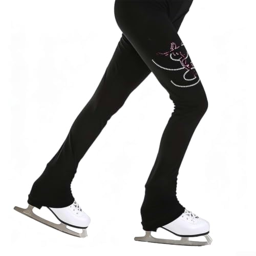 Pantalones de patinaje artístico para mujer elásticos con strass
